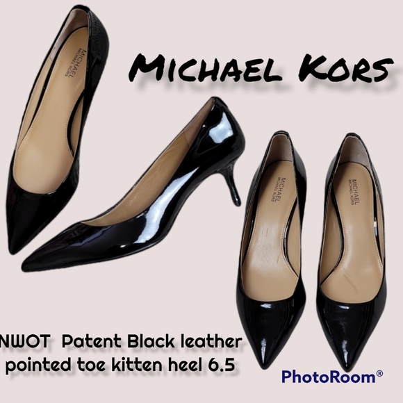 MICHAEL Michael Kors Shoes - NWOT Michael Kors Black shine Patent leather pointed toe kitten heels Pumps 6.5